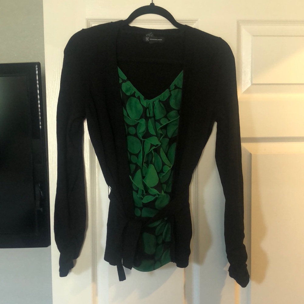 INC Black and Green sweater shirt
